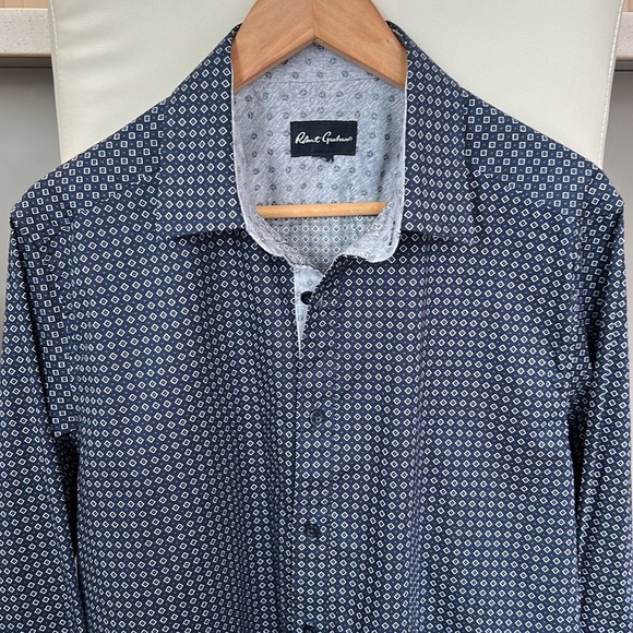 Robert Graham Long Sleeve Blue Geometric Pattern Button Up Shirt Sz XL - Picture 6 of 15